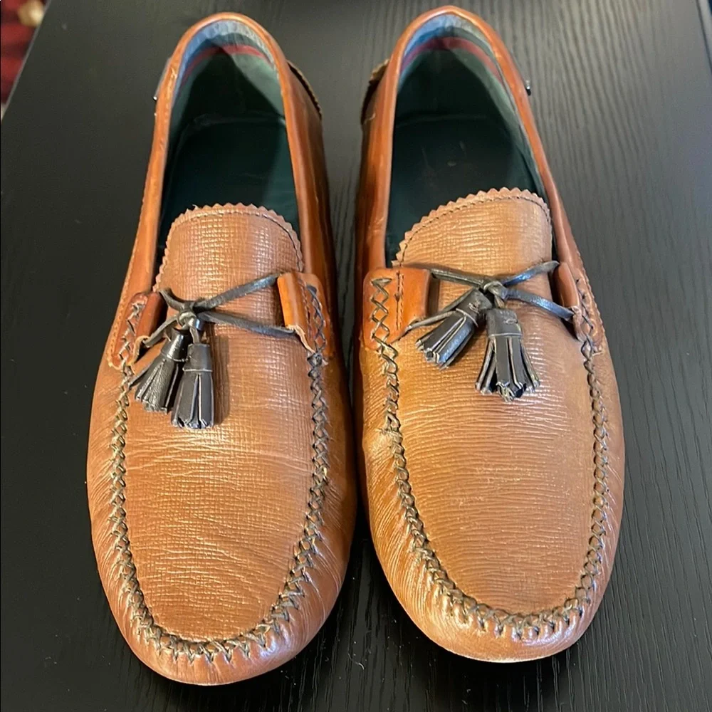 Ted Baker Tan Leather Slip-On Loafers with Tassels Size Us 8‎